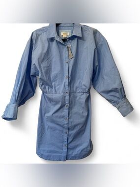 MAEVE BY ANTHROPOLOGIE Blue Button-DOWN Front Shirt Dress